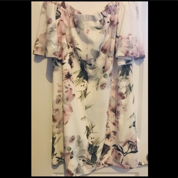 Lulu’s Floral White Off the Shoulder Shift Dress - Picture 4 of 6